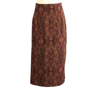 Briggs Petite Paisley Ankle Length Pencil Skirt w/ Split sz 12P